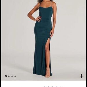 Dark green formal maxi dress